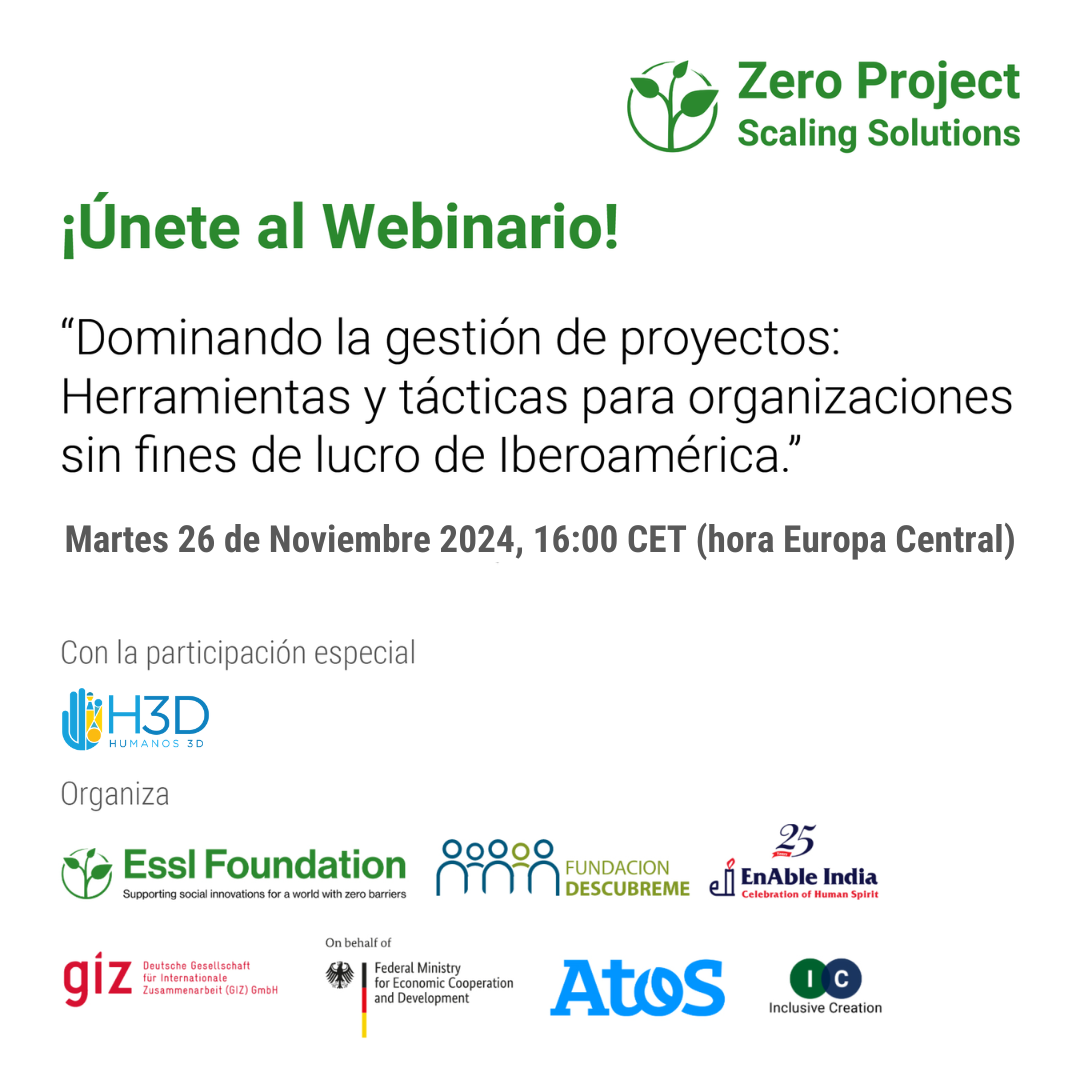 Convocatoria webinario Zero Project, fecha de realización 26 de noviembre de 2024