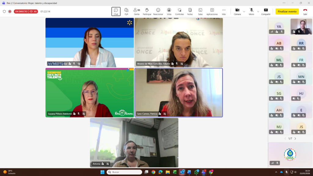 Imagen de evento en formato web con las 4 ponentes y la moderadora.